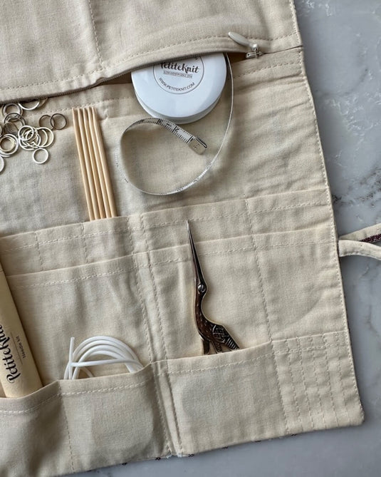 Knitter's Needle Case - To Go - Seersucker Twin Stripe